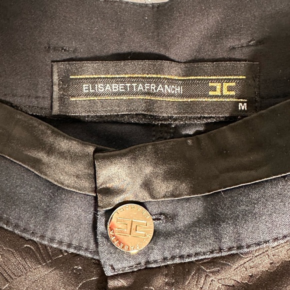 Elisabetta Franchi Black and Navy Paisley Pants - Picture 3 of 7